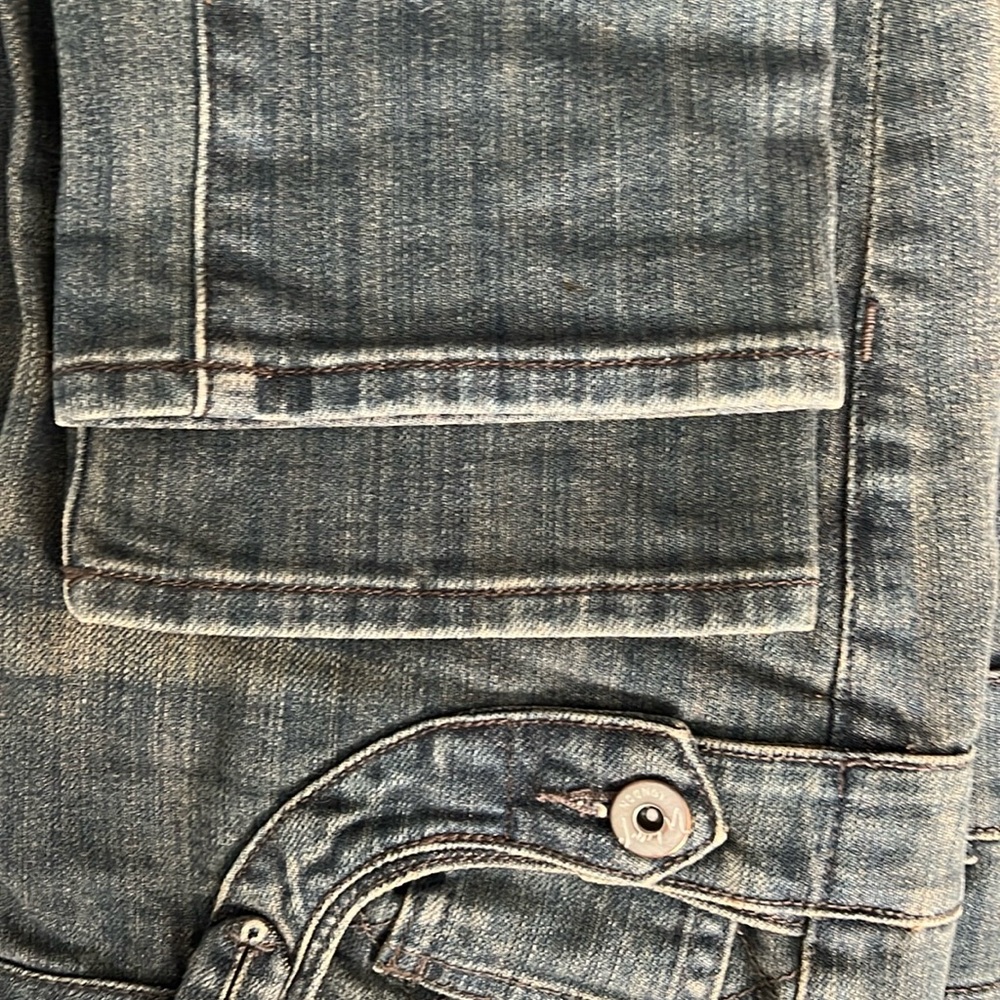 Wrap London Funky Denim Jeans with Light Tan at Top, Size 6 - Picture 9 of 16